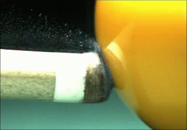 cue tip deformation during hit